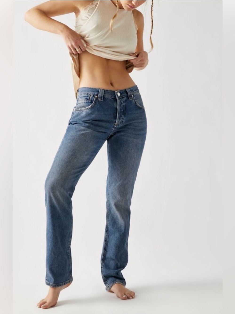FREE PEOPLE CRVY Siren Low Rise Straight Jeans / Vixen
